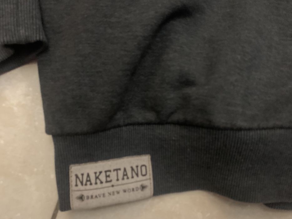 Naketano grafitowa markowa bluza r. M kaptur + komin, logowana bawełna