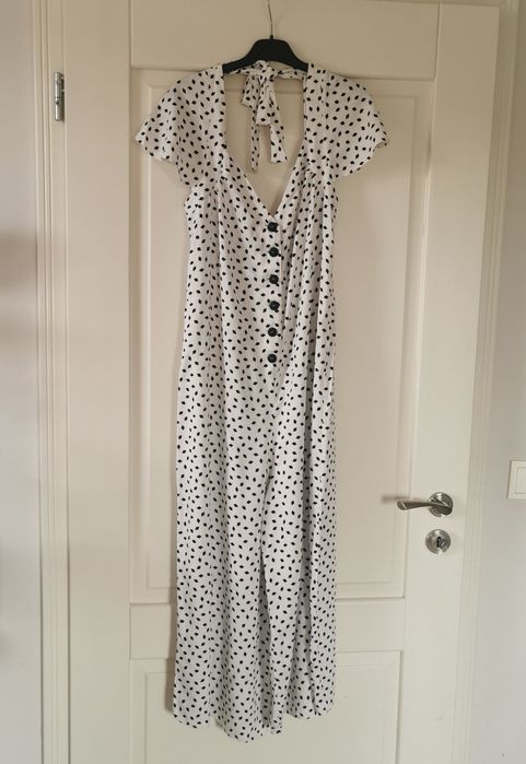 Kombinezon ala sukienka Asos czarno-biały 100% wiskoza wiosna lato prz