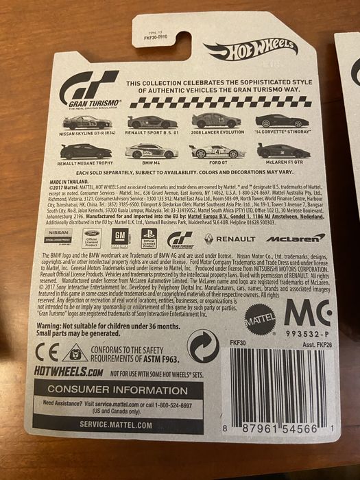 Conjunto 4x Hot Wheels Gran Turismo Set 2017