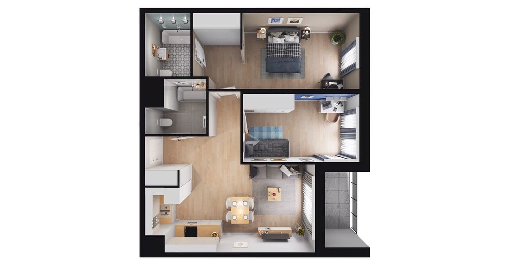 3-pokojowe mieszkanie 64m2 + loggia
