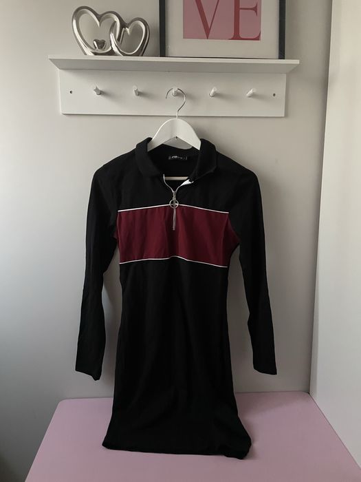 Jak nowa czerwono czarna sukienka jesienna