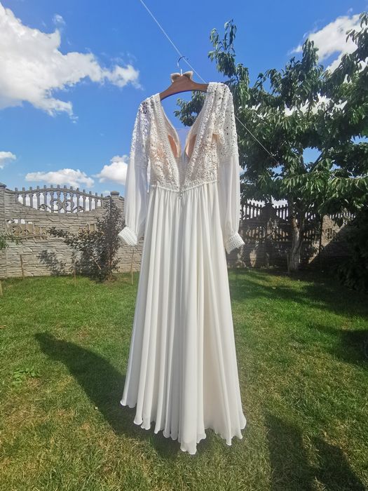 Suknia ślubna boho koronka muślin