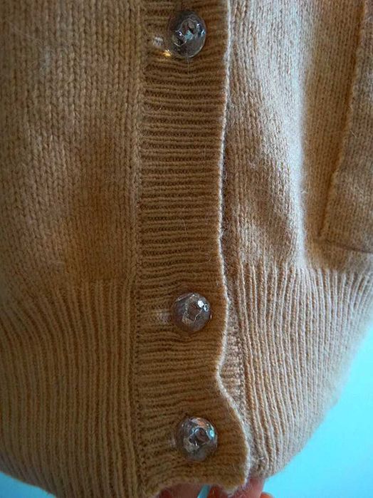 Sweter Kardigan z Angorą Długi Rozpinany Camelowy Kolor L