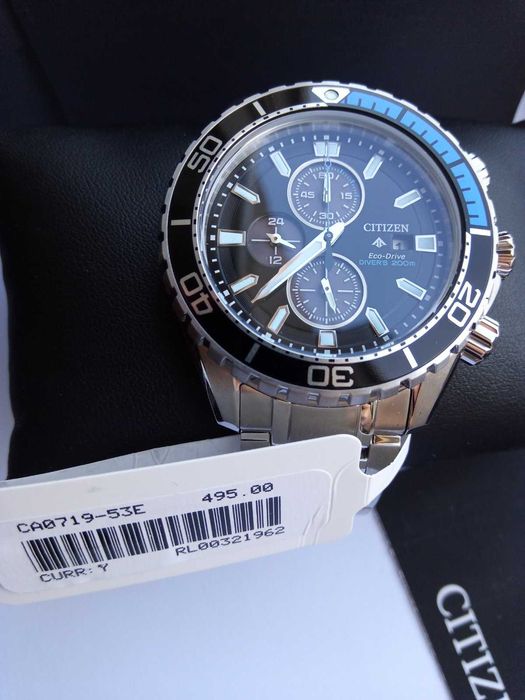 Японские 200м дайверские часы Citizen Eco-Drive CA0719-53E, РРЦ $495