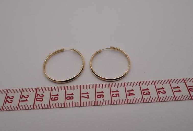 Złote kolczyki diamentowane koła 3,1 cm.