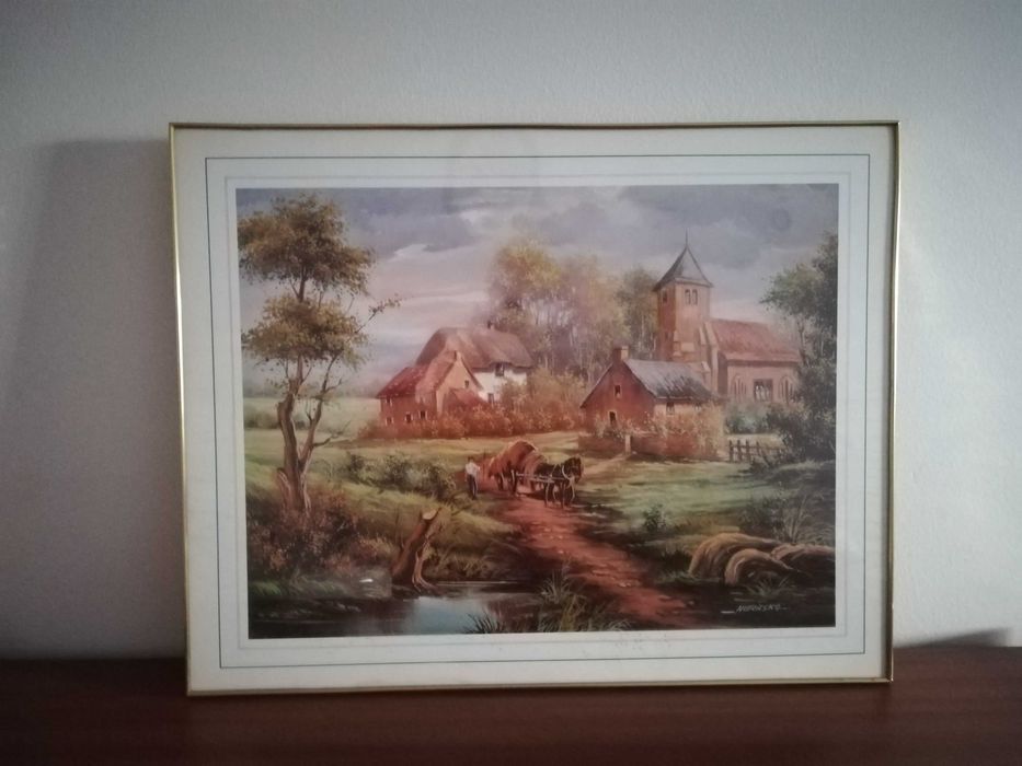 3 Quadros (Paisagens diversas); 1 - Última Ceia || Quadro de cortiça