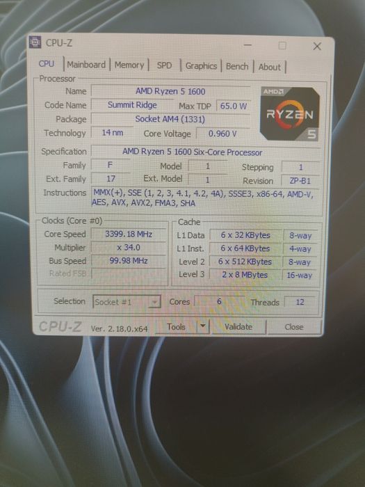 Ryzen 5 1600 sprawny