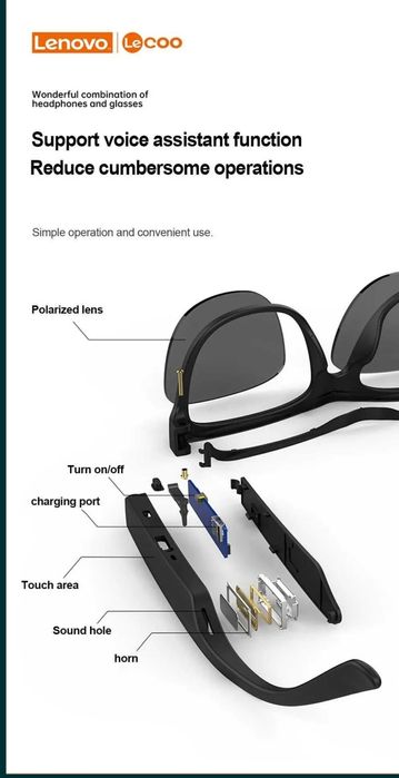 Óculos de Sol Bluetooth 5.0 Smart, Fones de Ouvido.