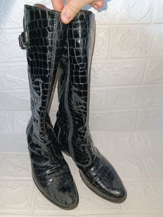 Шкіряніі чоботи 37 розмір Vero cuolo Кожаные женские сапоги Італія