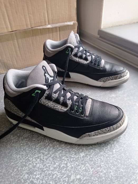Кросівки шкіряні Nike Air Jordan 3 Retro Black 2023 -45.5p