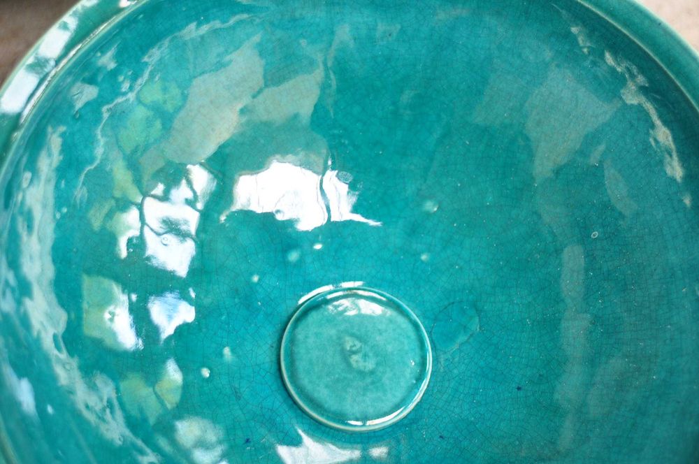 OUTLET & HANDMADE Umywalka ceramiczna nablatowa - 40 cm Emerald Green