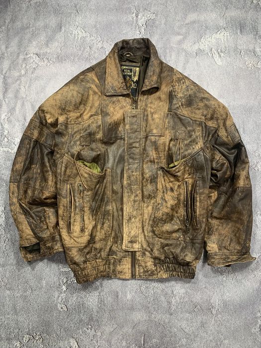 vintage leather jacket - купить мужскую одежду - Цена на OLX.ua