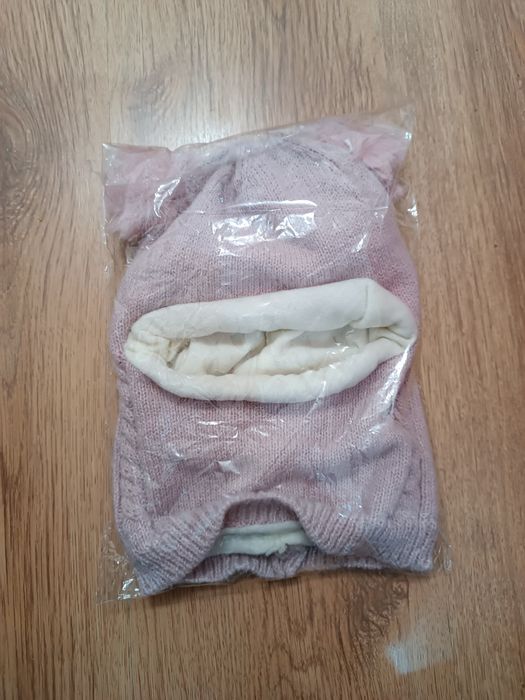 Czapka kominiarka dla dziewczynki 1-2 lata, liliowa