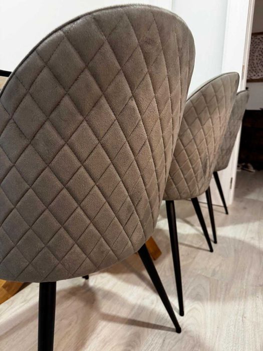 Cadeiras de jantar veludo cinzento/preto (6 unidades)