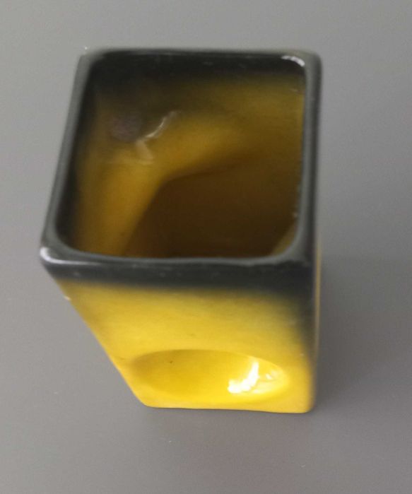 Copo canetas cerâmica pintada à mão em vidrado reactivo Op Art