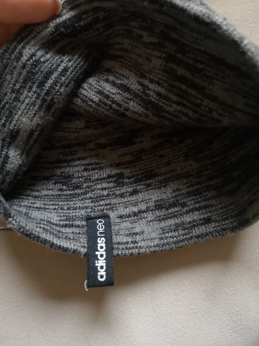 Czapka chłopięca adidas szara melanż jesień /zima/92-98cm /18-24m