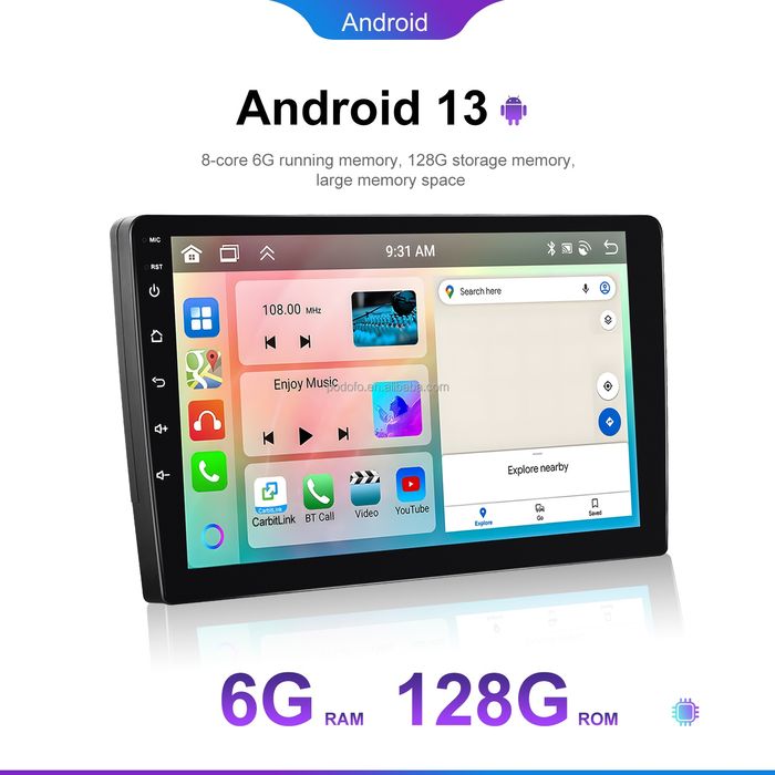Rádio android 13 2din 7 polegadas 8core 6/128GB GPS CARPLAY WIFI Novo
