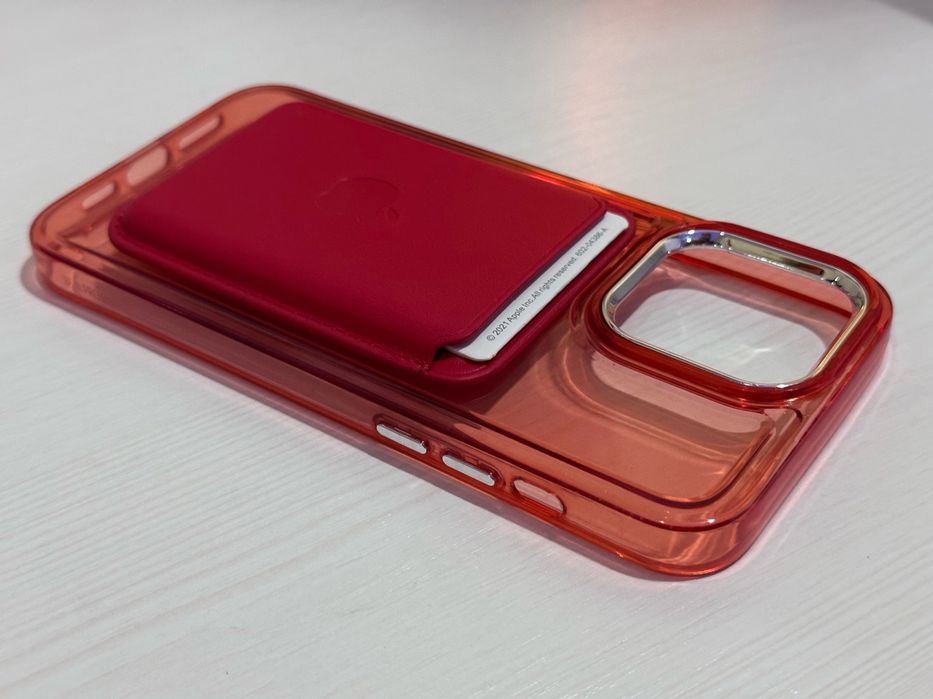 Pomarańczowy Mag Safe Wallet Portfel magnetyczny Wsówka  Apple Iphone