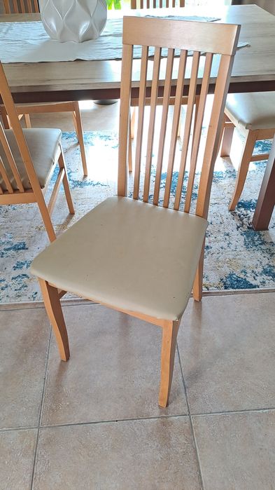 Cadeiras Madeira Faia e Napa Bege 6un