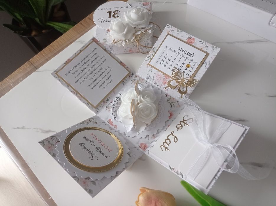 Exploding box kartka 3d urodziny chrzest