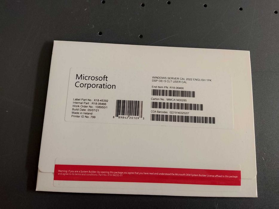 Windows Server CAL 2025 Eng DSP OEI 5 Clt User CAL - Nowa, F.VAT-23%