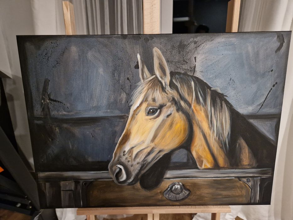 Portret konia w stajni