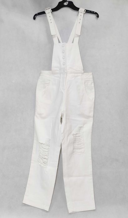 Spodnie jeans ogrodniczki kombinezon białe ecru ONLY S SP0148