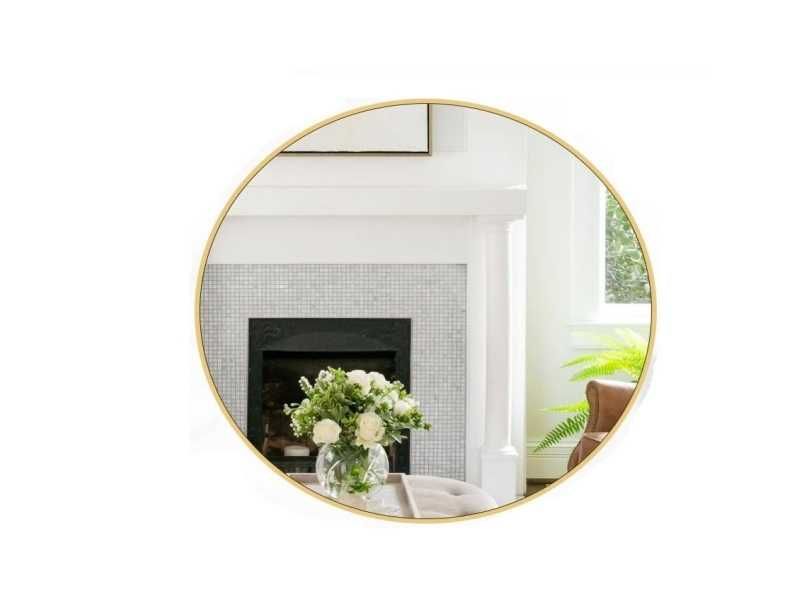 Okrągłe lustro ścienne 51 cm, aluminiowa rama, do łazienki