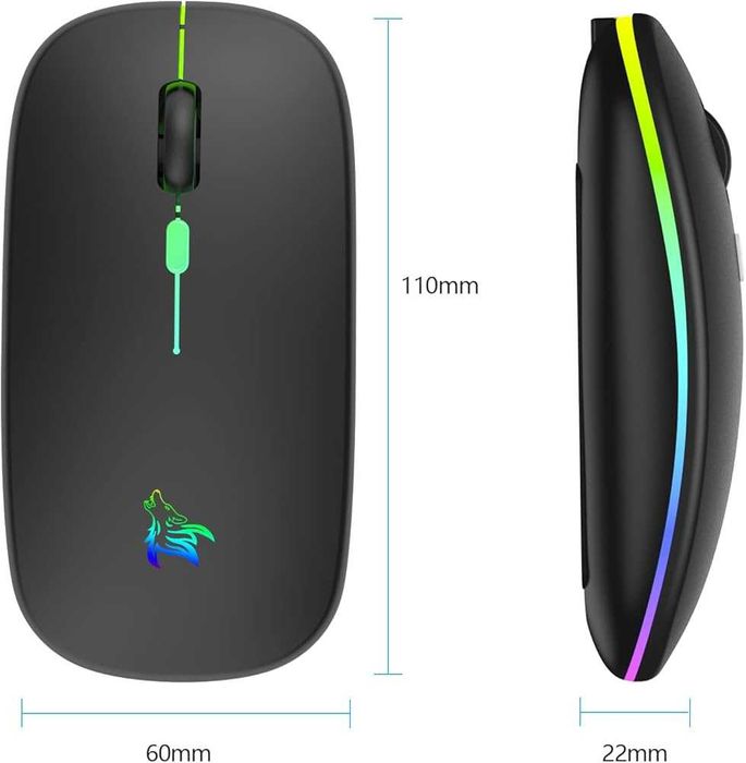 Mysz Bezprzewodowa LED RGB | Bluetooth + 2.4 GHz | Slim Cicha