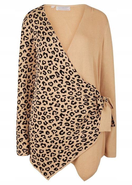 B.P.C sweter kopertowy beżowy z panterką 44/46.