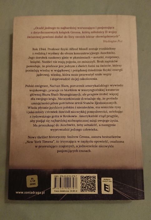 Andrew Gross Ocalić jednego kryminał, sensacja, thriller Książka