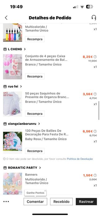 Produtos para fazer chá de revelação