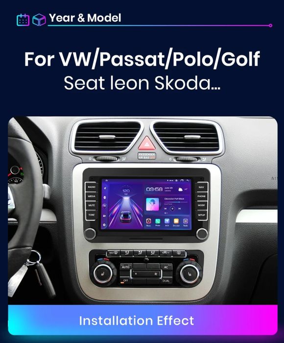 Rádio 7" android Volkswagen Seat Skoda CARPLAY WIFI GPS 2/64GB Novo