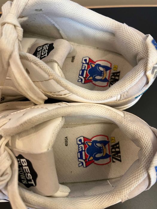 Wyjątkowe adidasy Sonic Zara, skórzane, białe, ok 20,5 cm wkładka