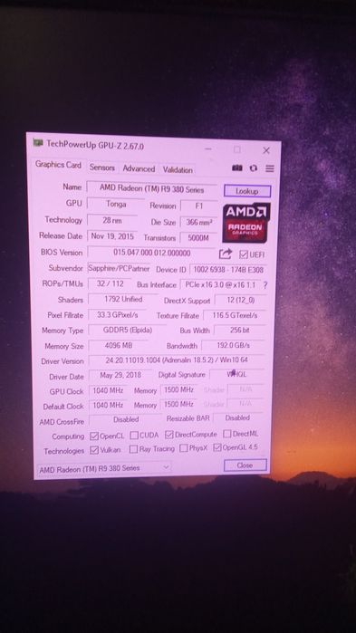 Продам відеокарту SAPPHIRE NITRO R9 380 4GB