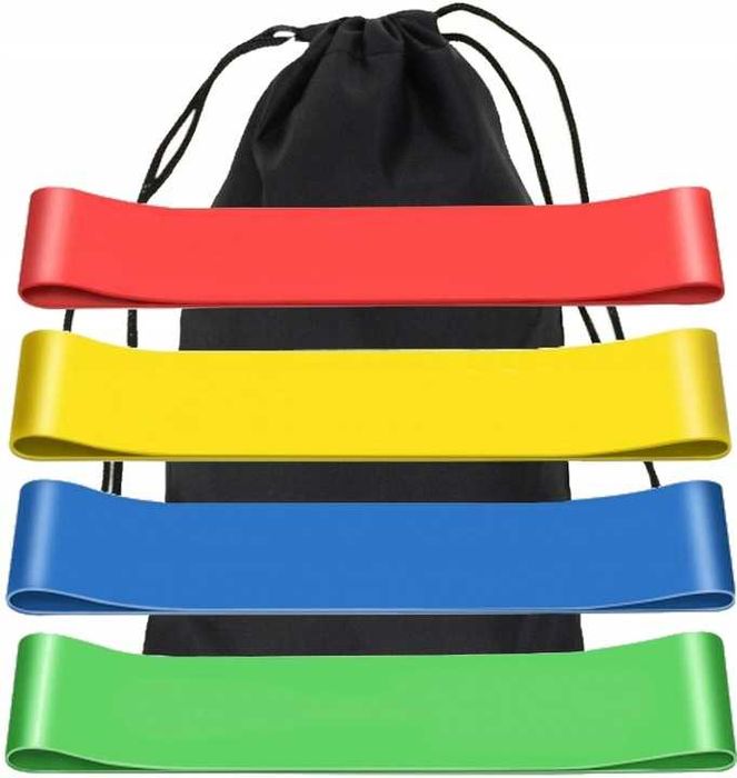 Set 4 gum do ćwiczeń gumy oporowe fitness crossfit zestaw trening