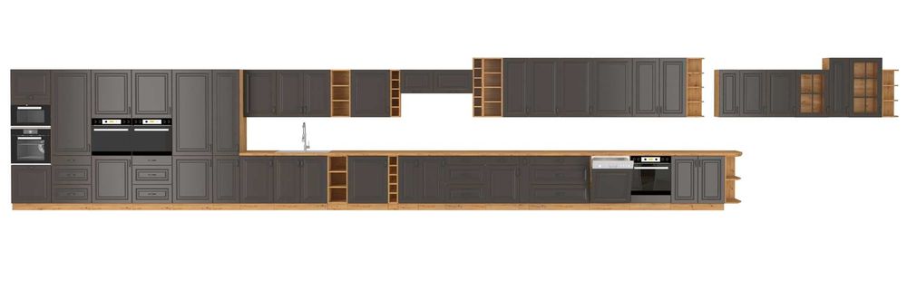 Szare meble kuchenne Stilo, front MDF grafit matowy, szara kuchnia