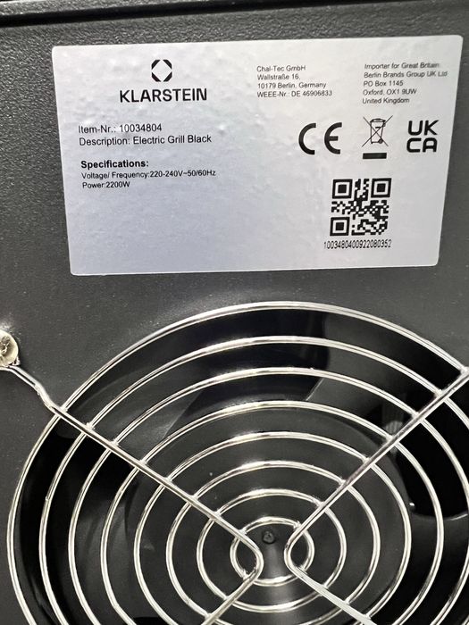 Гриль високотемпературний 850’C з Німеччини Klarstein Hanibal 10034804