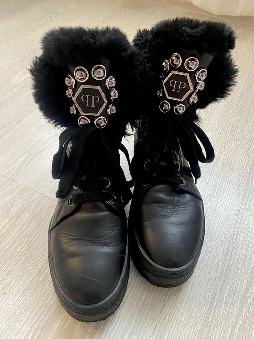 Зимові кожані сапоги Philipp Plein