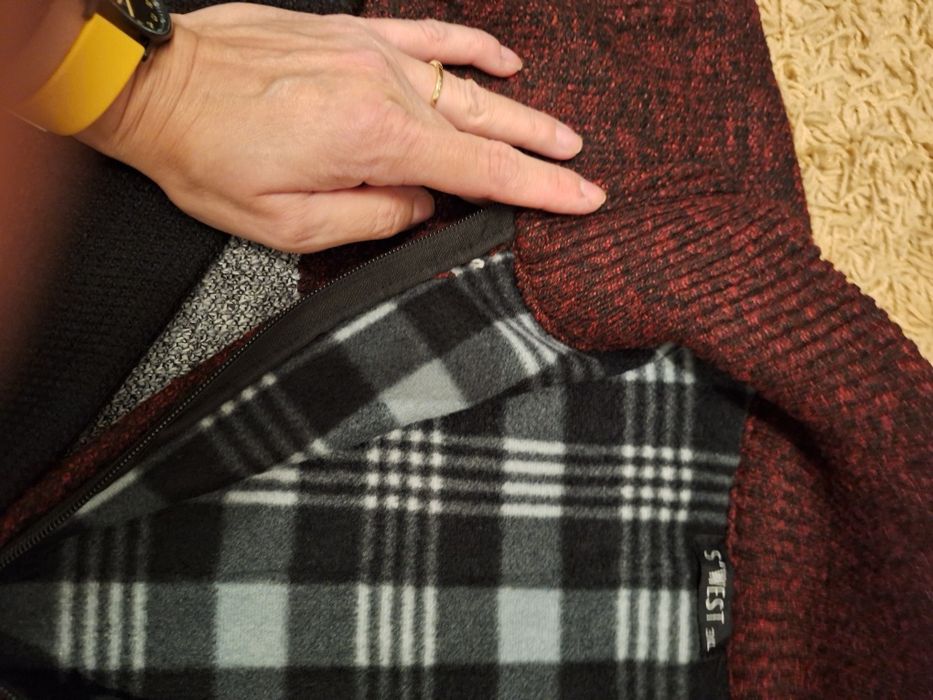 Sweter rozpinany 65% wełny ocieplony XXL