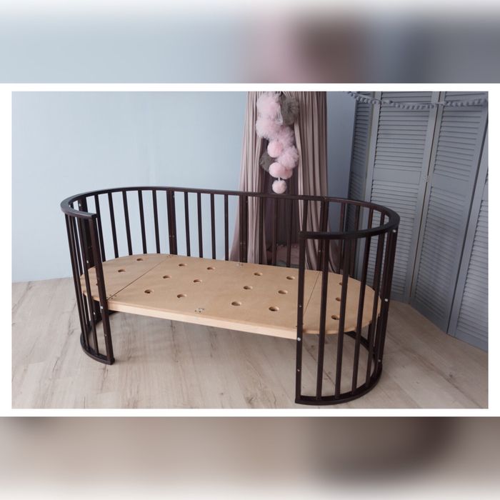 Кровать детская овальная 8 в 1 Кузя Premium Bed колёса+маятник+ матрац