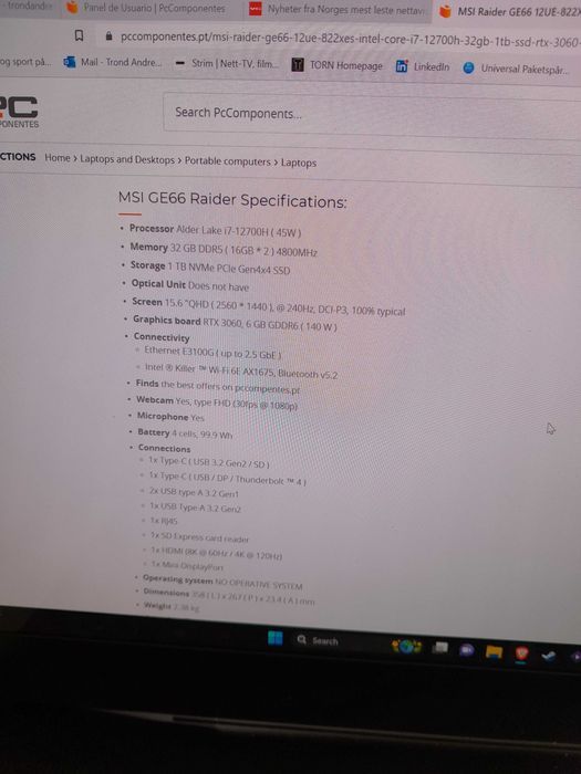 MSI Raider GE66 computer with guarantie64741103331715120