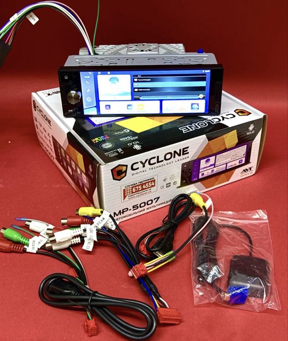 Магнітола 1 дін Андроід-Cyclone MP-5007 -Android, CarPlay, DSP, 4/64GB
