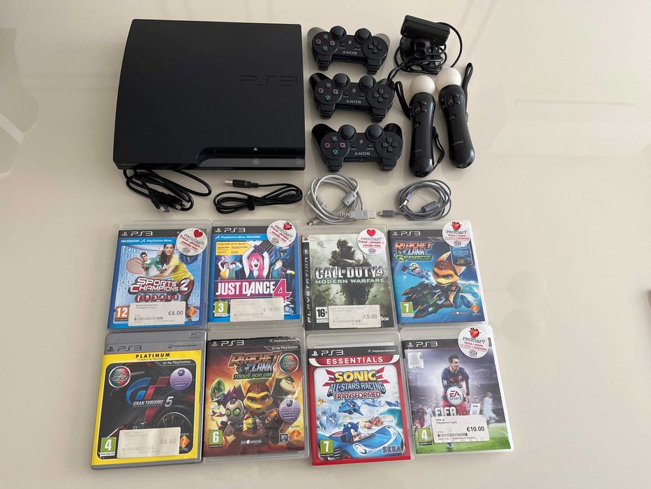 PlayStation 3 + comandos + jogos