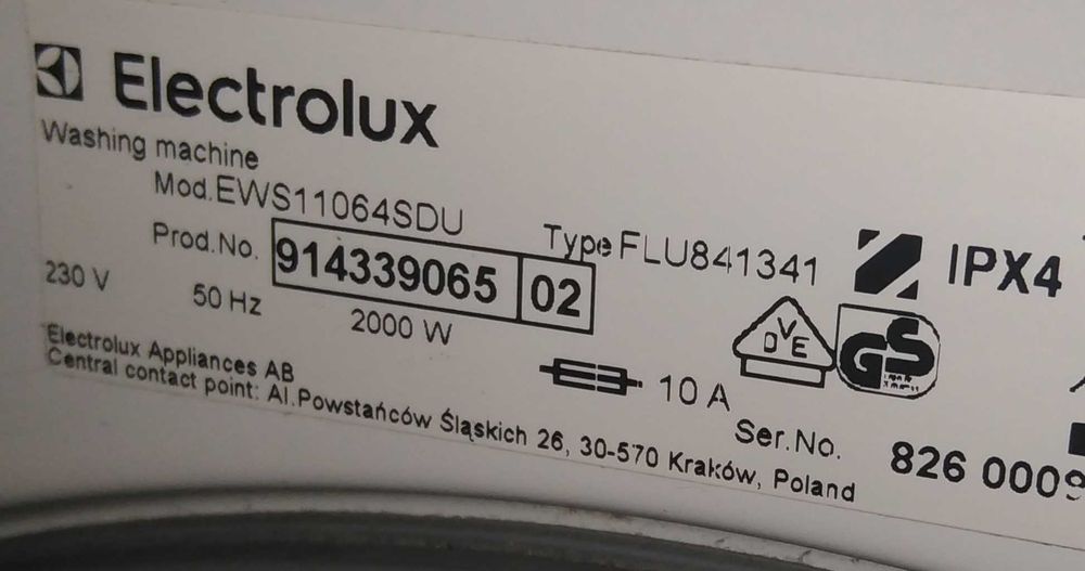 Pralka ELECTROLUX EWS11064SDU wąska do naprawy
