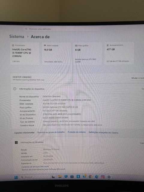 Desktop HP 16 GB ram e 6GB placa gráfica com monitor de 27"