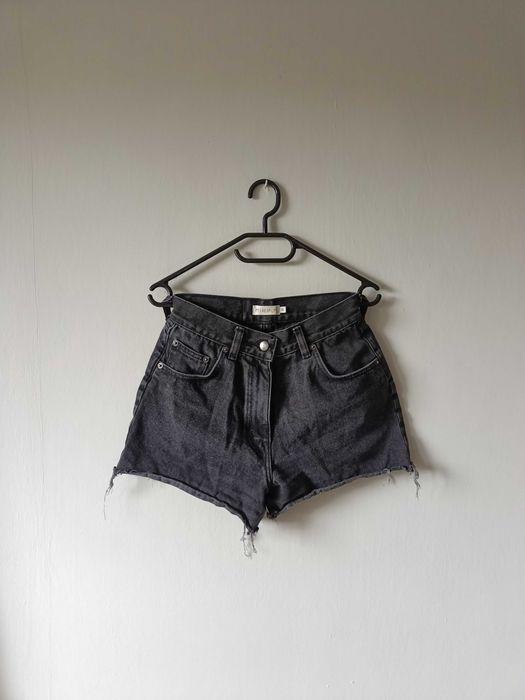 Szorty jeansowe damskie - bawełna 100%, ciemno szare - rozmiar W28 (M)