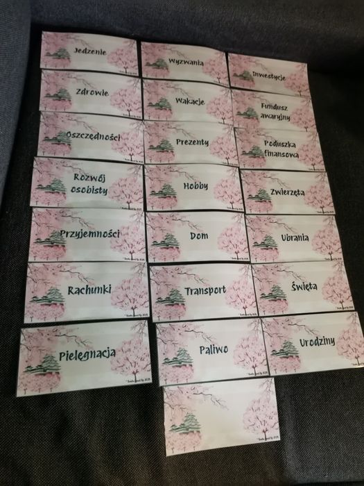 Zestaw kart kategorii do oszczędzania A6 w stylu japońskim (sakura) -