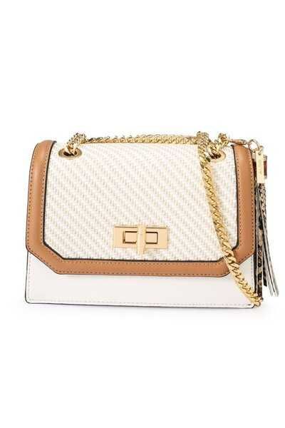 Torebka biała brązowa plecionka złoty łańcuszek kopertówka ALDO | Nowa