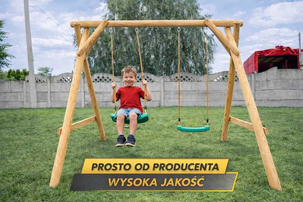 Huśtawka ogrodowa drewniana z bali BARTEK – solidna od PRODUCENTA